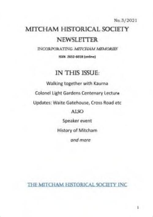 Mitcham Historical Society newsletter
