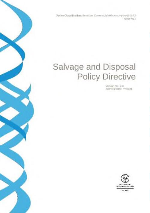 Salvage and disposal policy directive / SA Health