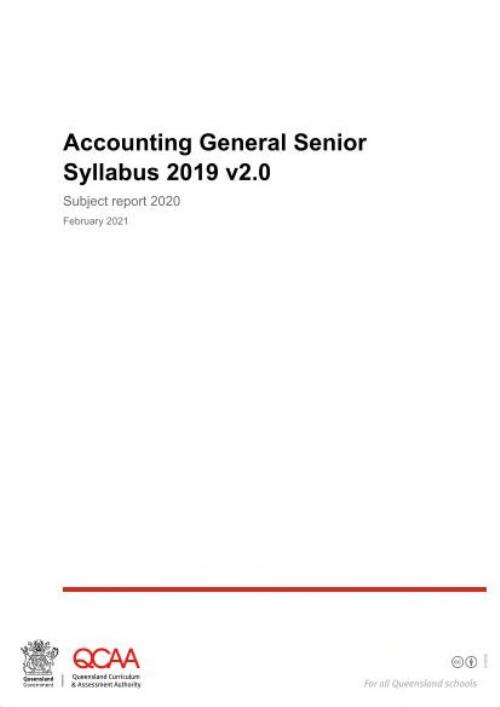Accounting General Senior Syllabus 2019 v2.0 : Subject report 2020