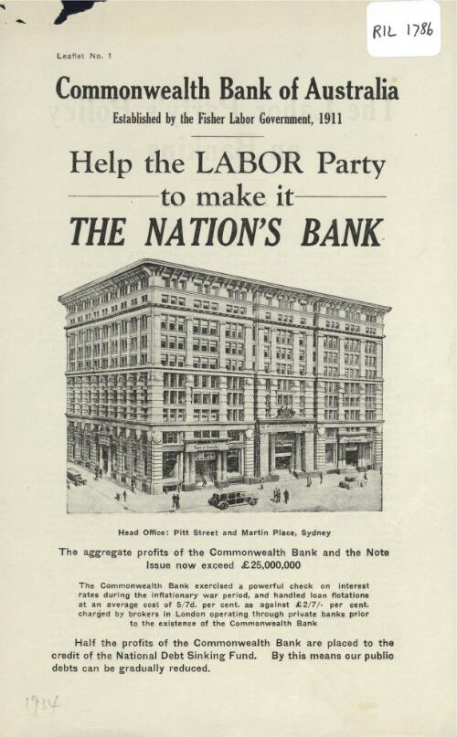 Labor Party's policy on banking / by J. H. Scullin