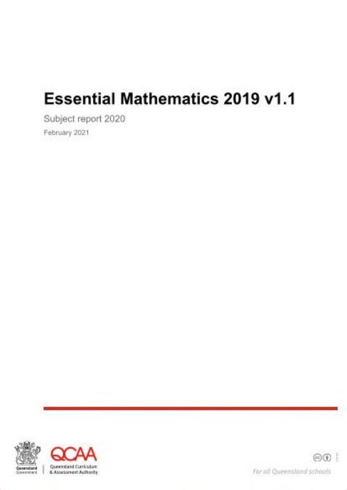 Essential maths 2019 v1.1 : subject report 2020 / Queensland Curriculum & Assessment Authority