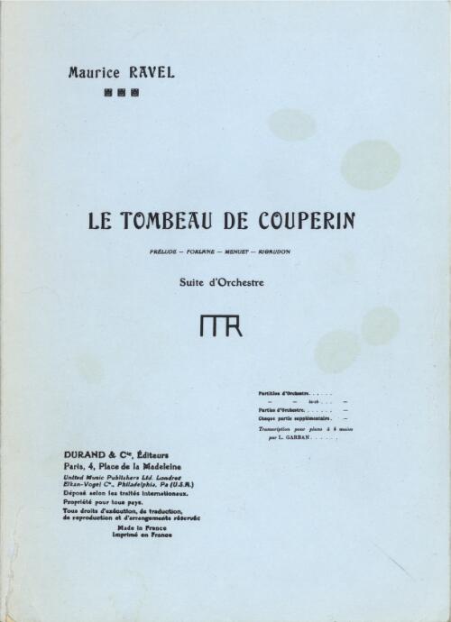 Le tombeau de Couperin [music] : suite d'orchestre / Maurice Ravel