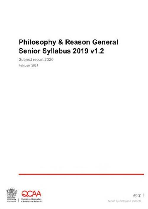 Philosophy & Reason General Senior Syllabus 2019 : Subject report 2020