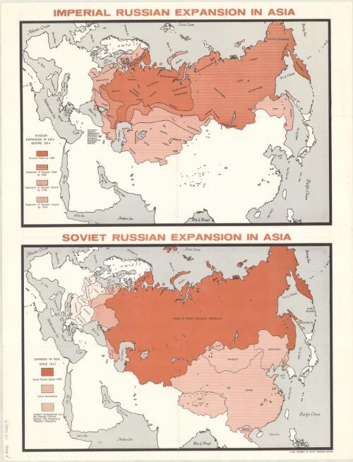 Imperial Russian expansion in Asia [cartographic material] : Soviet Russian expansion in Asia / published by the Assembly of Captive European Nations