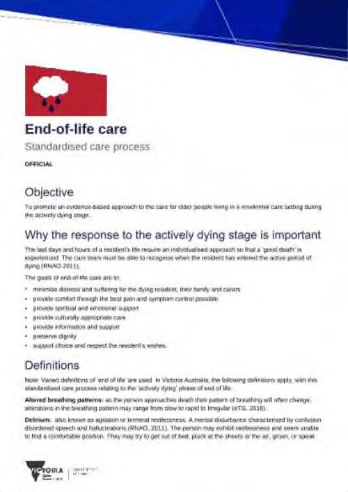 End-of-life care : standardised care process