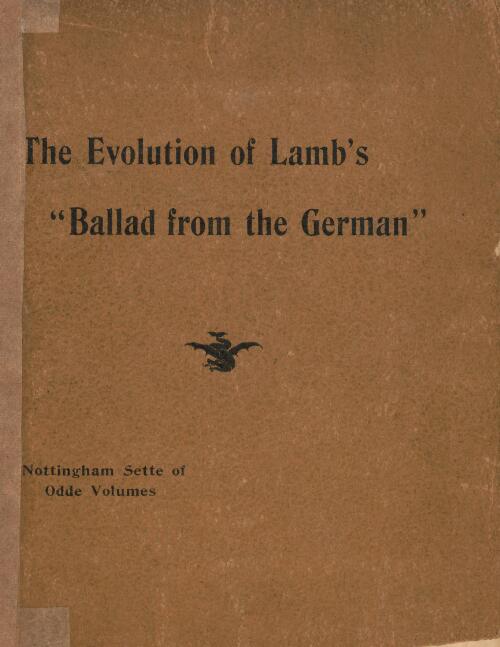 The evolution of Lamb's "Ballad from the German" / by J. G. Lewis