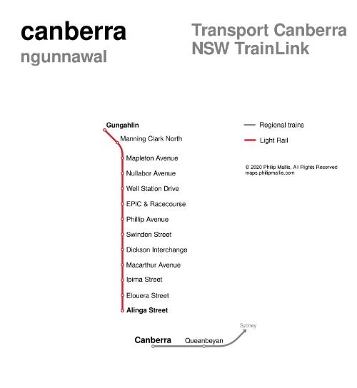 Canberra Ngunnawal : Transport Canberra NSW TrainLink / Philip Mallis