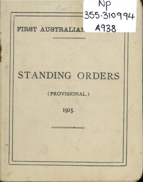 Standing orders (provisional) / First Australian Division