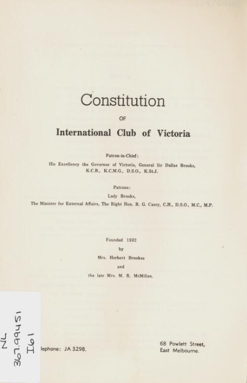 Constitution of International Club of Victoria