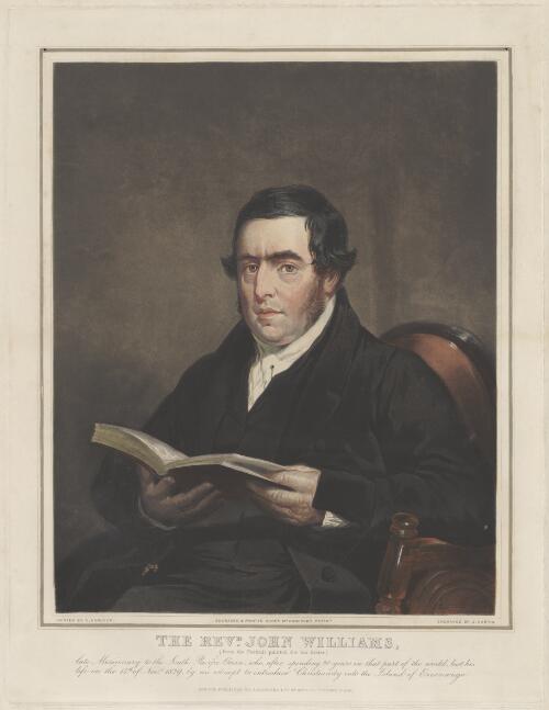 The Revd. John Williams, from the portrait painted for his sister [picture] / painted by C. Hancock; engraved by J. Harris; engraved & printed under Mr Hancock's patent