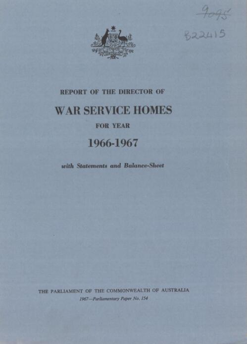 War Service Homes : report of the Director of War Service Homes