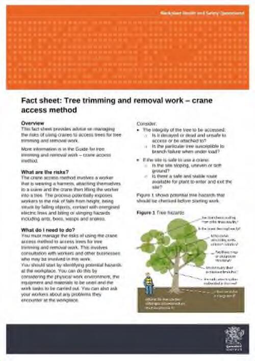 Fact sheet : tree trimming and removal work - crane access method / Workplace Health and Safety Queensland