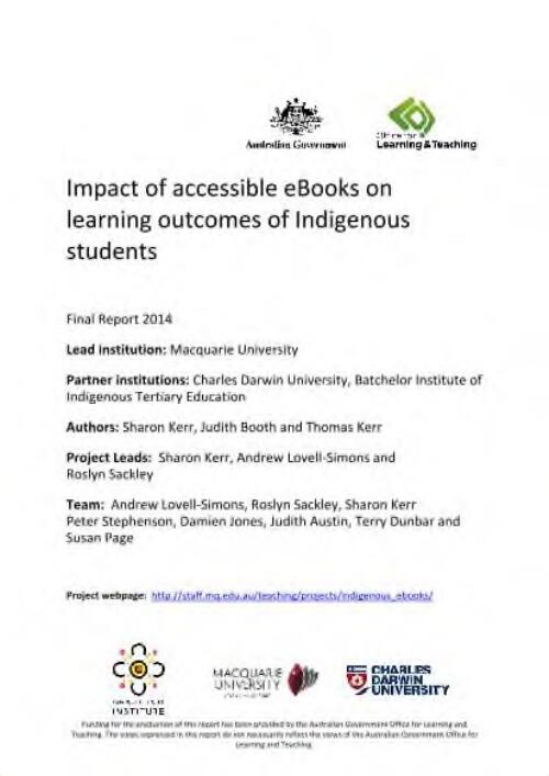 Impact of accessible eBooks on learning outcomes of Indigenous students : Final Report