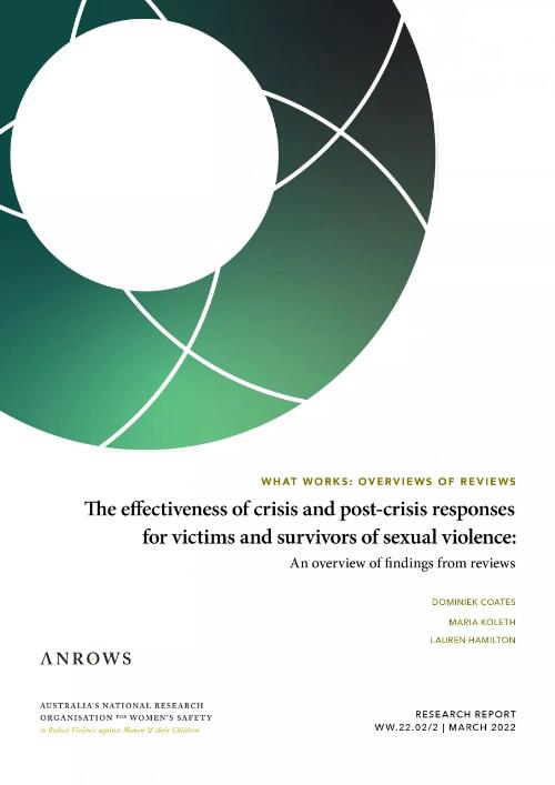 The effectiveness of crisis and post-crisis responses for victims and survivors of sexual violence ; an overview of findings from reviews / Dominiek Coates [and two others]