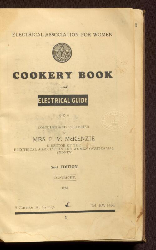Cookery book and electrical guide / compiled and published by F.V. McKenzie