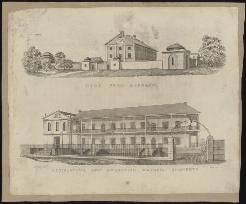 Hyde Park Barracks, Legislative and Executive Council Chambers [picture] / J. Fowles delt.; W. Harris sc