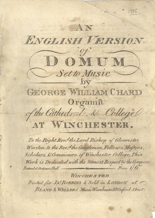 An English version of Domum [music] / set to music by George William Chard