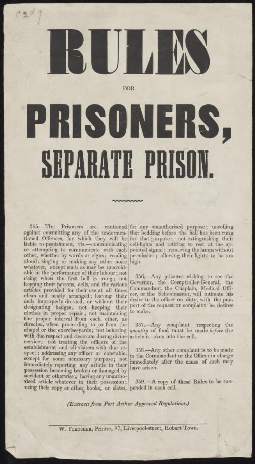 Rules for prisoners, Separate Prison