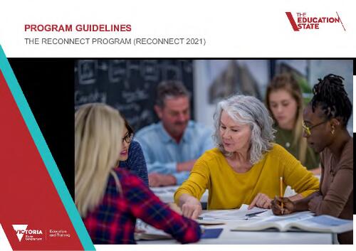 Program guidelines : the reconnect program (reconnect 2021)