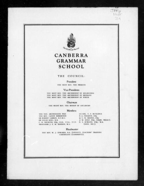 Canberra Grammar School [microform] : [prospectus]