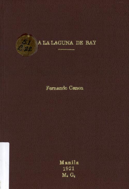 A la Laguna de Bay  : fantasia filipina / por Fernando Canon; editor: Narciso Rangel