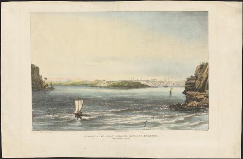 Sydney Cove, Goat Island, Darling Harbour, New South Wales / from a drawing by Captn. Westmacott, 4th. Regt. (or King's Own) ; on stone by W. Gauci