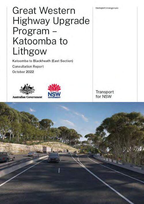 Great Western Highway upgrade program - Katoomba to Lithgow : Katoomba to Blackheath (east section) : consultation report / Transport for NSW