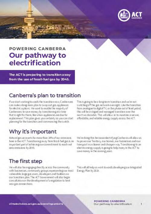 Powering Canberra - our pathway to electrification : [factsheet]