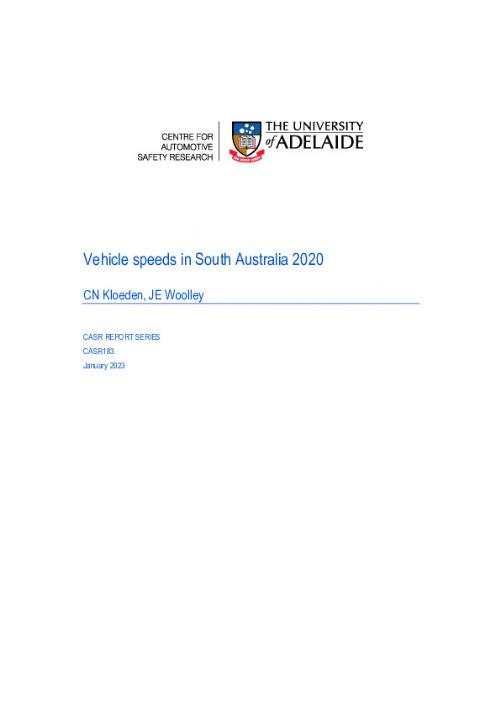 Vehicle speeds in South Australia 2020 / CN Kloeden, JE Woolley
