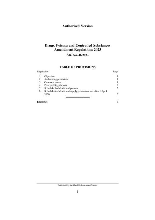 Drugs, Poisons and Controlled Substances Amendment Regulations 2023