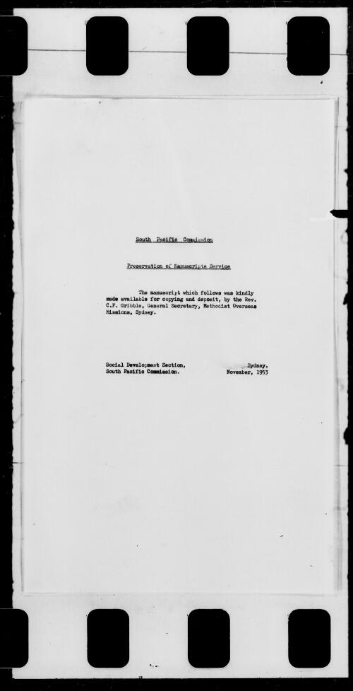 The educational problems of the Methodist Mission in New Britain with special reference to the training of teachers [microform] / L. A. McArthur