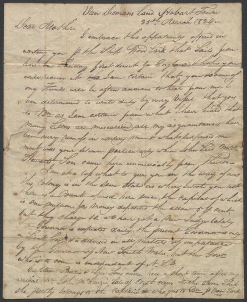 Letter of William Charleson, 1824, March 24