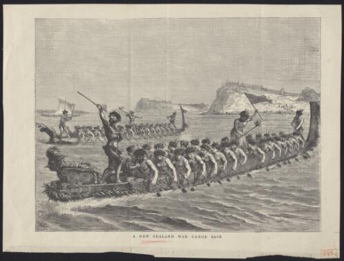 A New Zealand war canoe race [picture] / C.C. Durand; H. Harral sc