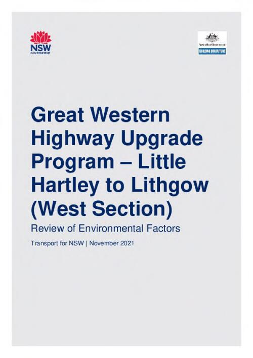 Great Western Highway upgrade program at Little Hartley to Lithgow (west section) : review of environmental factors / prepared by Jacobs and Arcadis Joint Venture and Transport for NSW