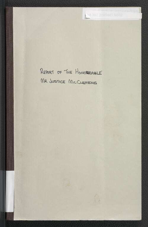 Report of the Honourable Mr. Justice McClemens, Royal Commissioner, appointed to inquire into certain matters affecting Callan Park Mental Hospital, 1961