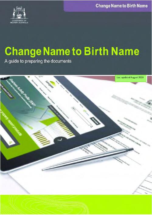 Change name to birth name : a guide to preparing the documents