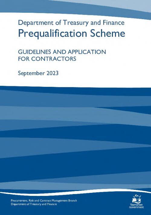 Department of Treasury and Finance Prequalification Scheme Guidelines and Application for Contractors