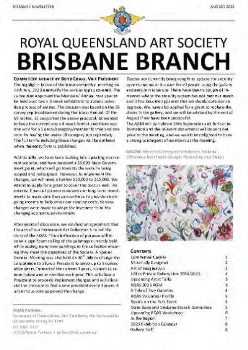 Brisbane Branch newsletter / The Royal Queensland Art Society Brisbane Branch