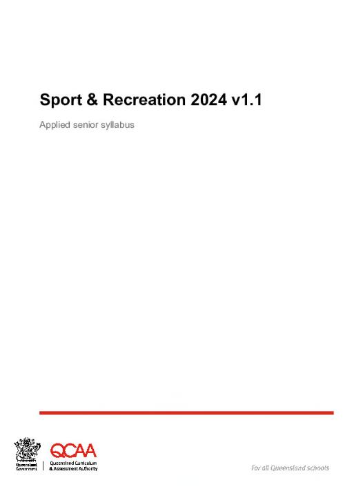Sport & Recreation Applied senior syllabus 2024