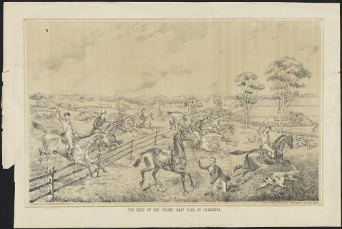 The meet of the Sydney Hunt Club at Homebush [picture] / M.S.; Gibbs, Shallard & Co. lithographers