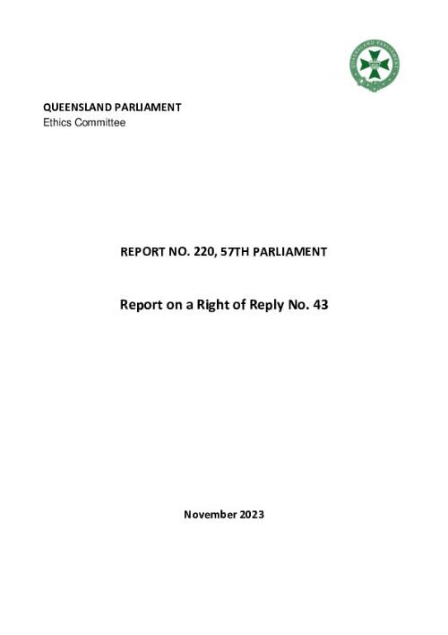 Report on a Right of Reply No. 43 / Ethics Committee