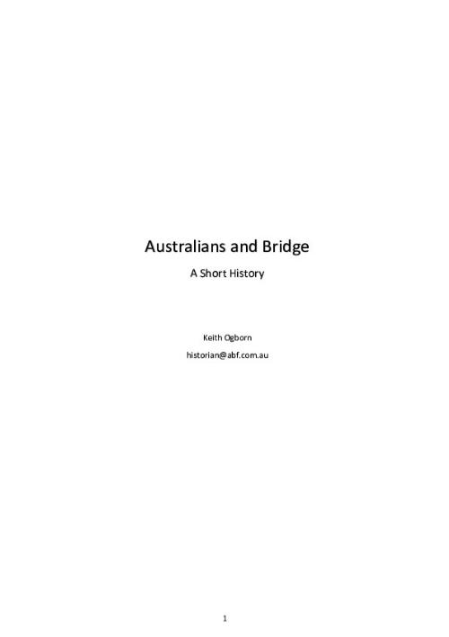 Australians and Bridge : A Short HIstory