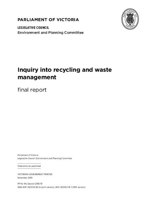 Inquiry into recycling and waste management