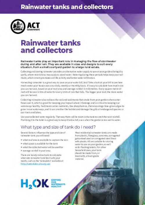 Rainwater tanks and collectors