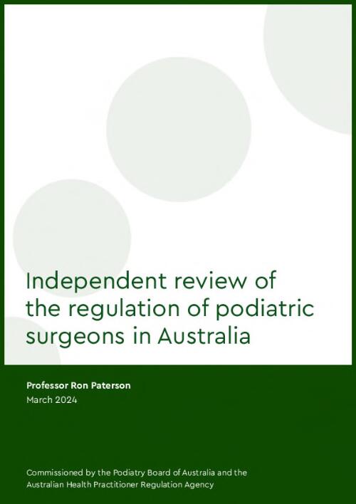 Independent review of the regulation of podiatric surgeons in Australia