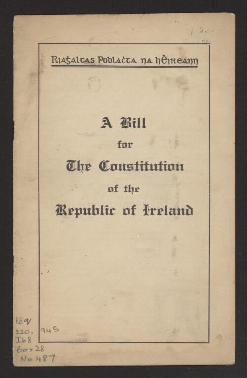 A bill for the constitution of the republic of Ireland