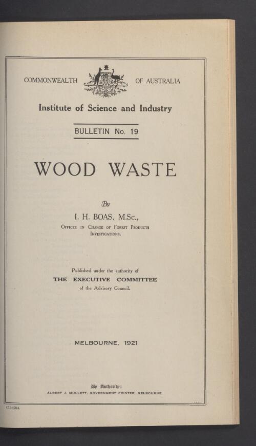 Wood waste / by I.H. Boas