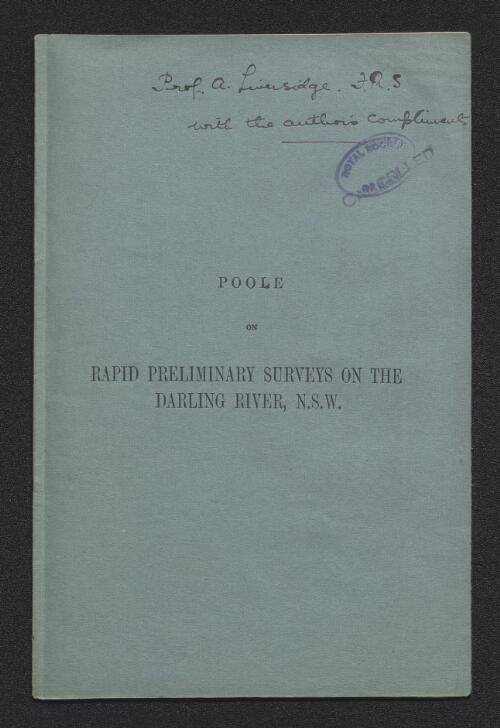 Rapid preliminary surveys on the Darling River, N.S.W./ by William Poole