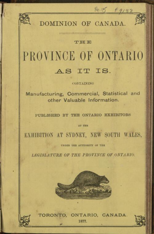 The Province of Ontario as it is : containing manufacturing, commercial, statistical and other valuable information