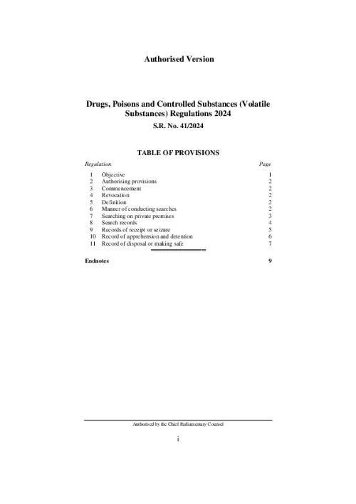 Drugs, Poisons and Controlled Substances (Volatile Substances) Regulations 2024